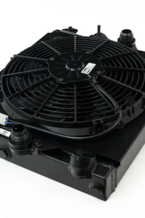 CSF Universal Half Radiator w/-16AN & Slip-On Fittings/12in SPAL Fan & Shroud - Black Finish Holiday Sale