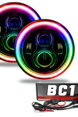 Bargain Oracle 7in High Powered LED Headlights - Black Bezel - ColorSHIFT - BC1