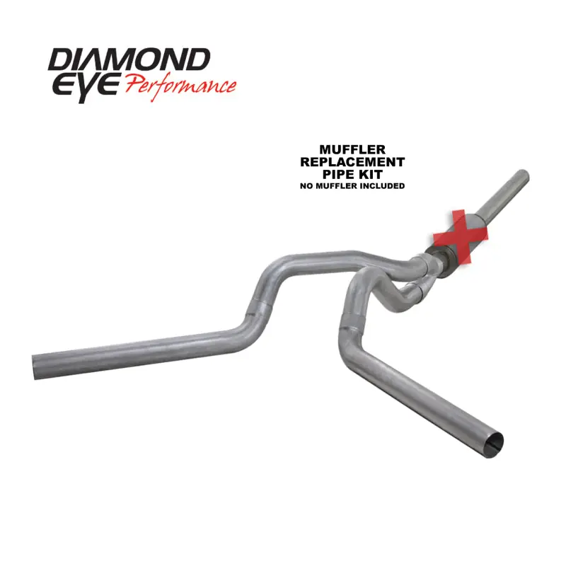 Diamond Eye KIT 4in Catback MFLR RPLCMENT PIPE DUAL AL: 2004.5-2007.5 DODGE CUMMINS 600 Viral