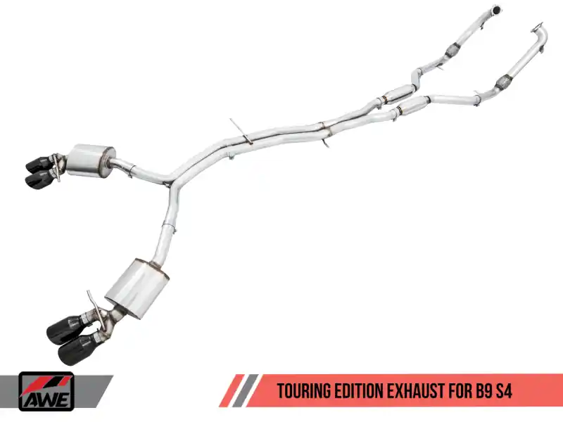 AWE Tuning Audi B9 S4 Touring Edition Exhaust - Non-Resonated (Black 102mm Tips) Must Have