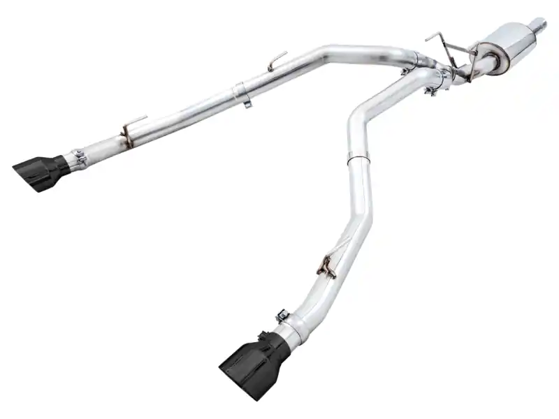 Free Shipping AWE Tuning 09-18 RAM 1500 5.7L (w/Cutouts) 0FG Dual Rear Exit Cat-Back Exhaust - Diamond Black Tips