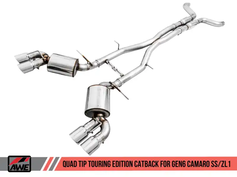 One Day Deal AWE Tuning 16-19 Chevy Camaro SS Res Cat-Back Exhaust -Touring Edition (Quad Chrome Silver Tips)