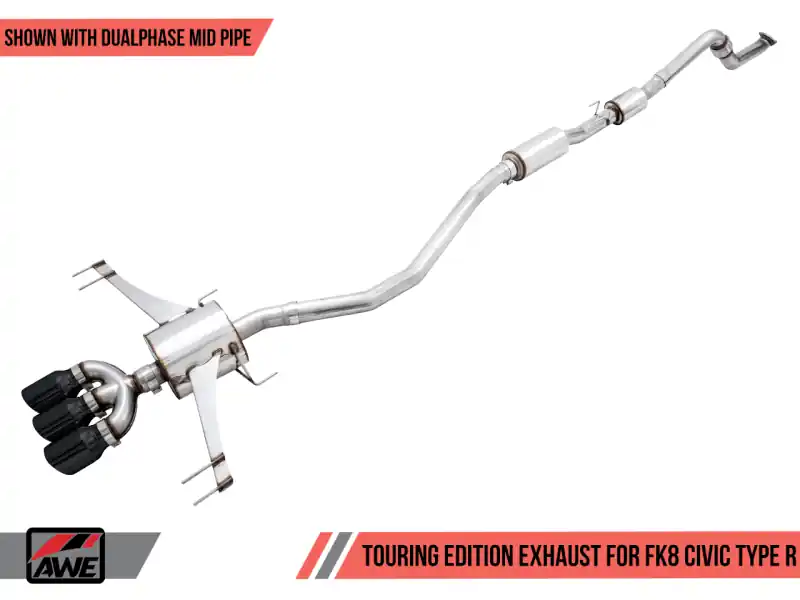 One Day Deal AWE Tuning 2017+ Honda Civic Type R Touring Edition Exhaust w/Front & Mid Pipe - Diamond Blk Tips