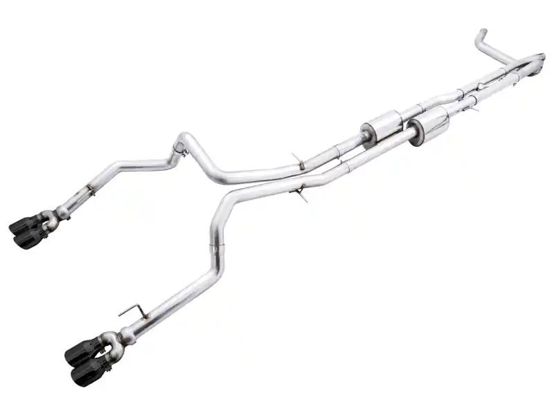 AWE Tuning 22-23 GMC Sierra 1500 AT4X 6.2L 0FG Catback Split Dual (Flat Bumper) - Diamond Black Tips Top Pick