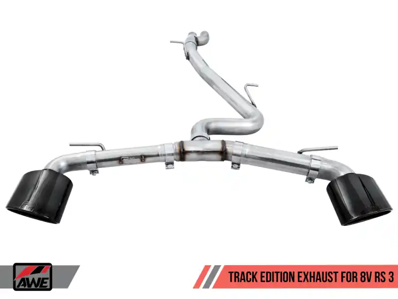 Free Returns AWE Tuning 17-19 Audi RS3 8V Track Edition Exhaust - Diamond Black Tips RS-Style Tips