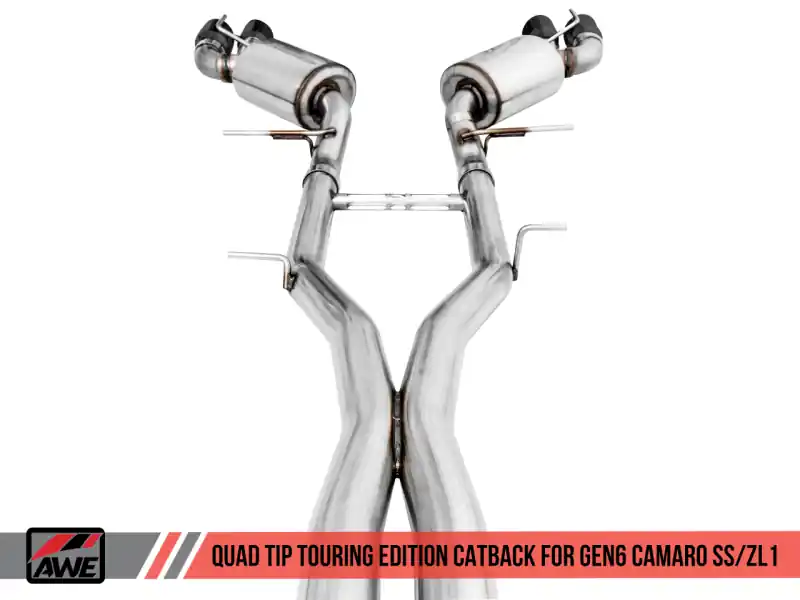 AWE Tuning 16-24 Chevy Camaro SS Non-Res Cat-Back Exhaust -Touring Edition (Quad Diamond Black Tips) Next Day Delivery