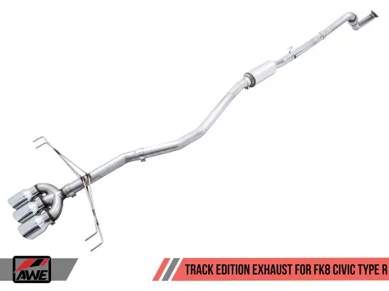 Handmade AWE Tuning 2017+ Honda Civic Type R Track Edition Exhaust w/Front Pipe & Triple Chrome Silver Tips