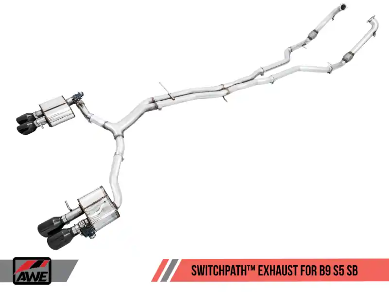 Top Rated AWE Tuning Audi B9 S5 Sportback SwitchPath Exhaust - Non-Resonated (Black 102mm Tips)