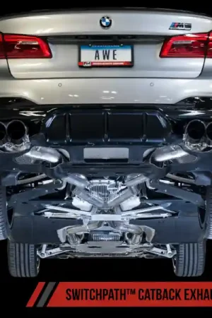 Today Only AWE Tuning 18-19 BMW F90 M5 SwitchPatch Cat-Back Exhaust- Black Diamond Tips