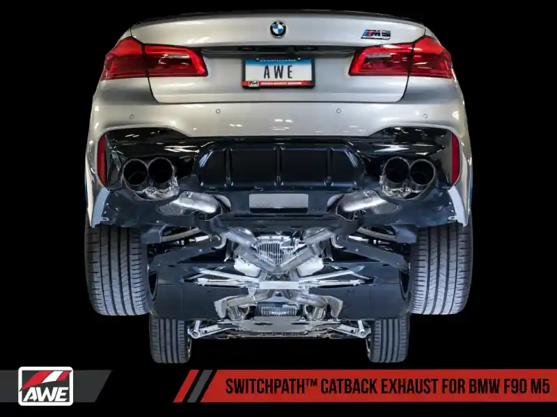 Today Only AWE Tuning 18-19 BMW F90 M5 SwitchPatch Cat-Back Exhaust- Black Diamond Tips