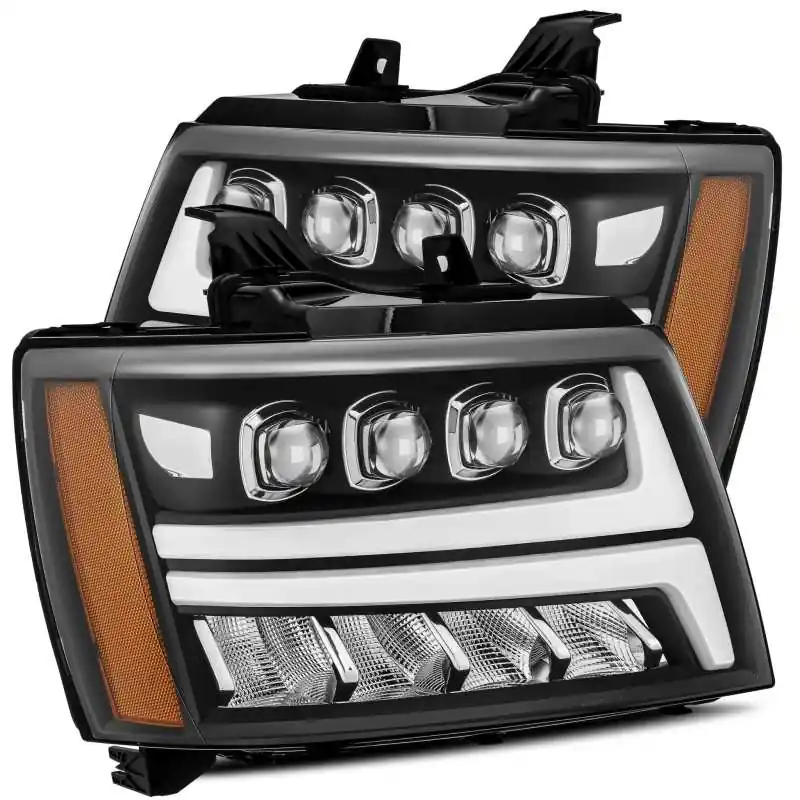 AlphaRex 07-13 Chevy Avalanche NOVA LED Proj Headlights Plank Style Matte Black w/Activ Light/DRL Sale