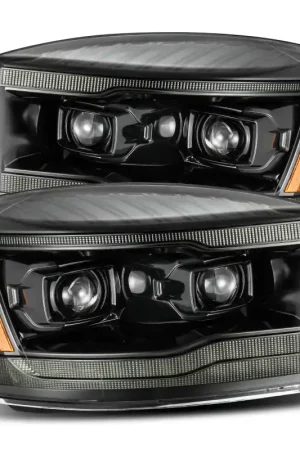 Modern AlphaRex 06-08 Dodge Ram 1500HD PRO-Series Proj Headlights Plank Style Alpha Black w/Seq Signal/DRL