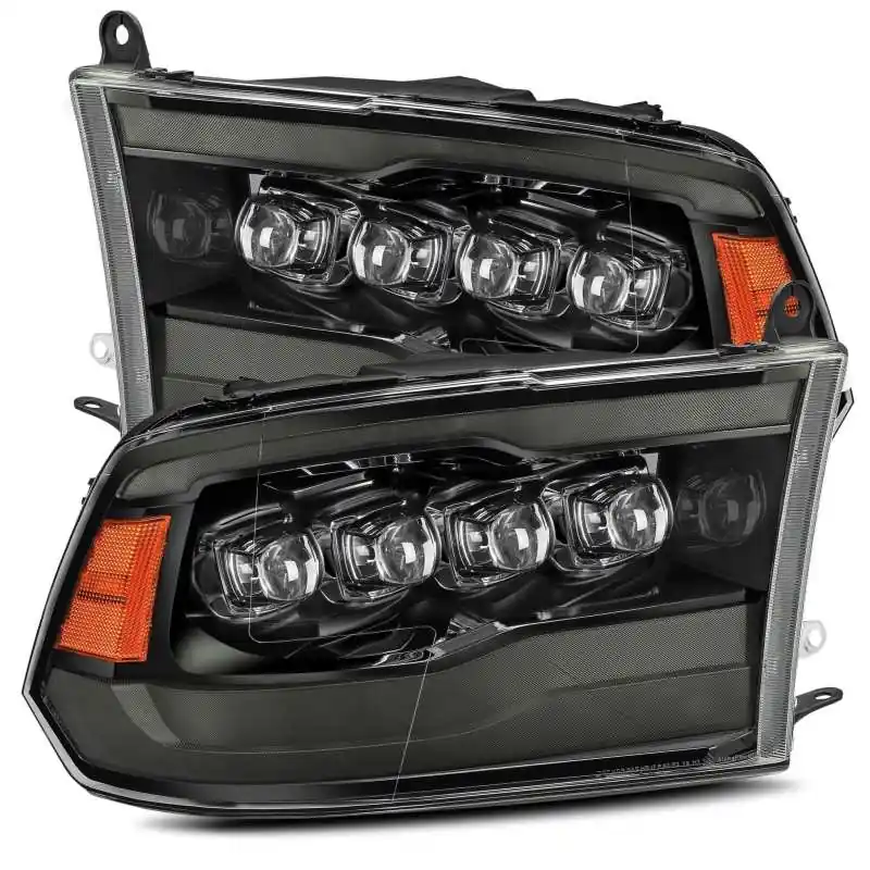 AlphaRex 09-18 Dodge Ram 1500HD NOVA LED Projector Headlights Plank Style Design Alpha Black w/DRL Money Back Guarantee