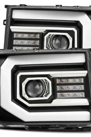 AlphaRex 07-13 GMC 1500HD PRO-Series Proj Headlights Plank Style Matte Blk w/Activ Light/Seq Signal Direct From Manufacturer