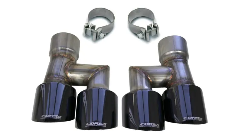 Corsa 2018-2023 Ford Mustang Eco 2.3L Twin 4in Black PVD Pro-Series Tip Kit (Clamps Included) Next Day Delivery