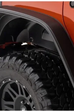 New Release Bushwacker 07-18 Jeep Wrangler Unlimited Flat Style Flares 2pc 4-Door Sport Utility Only - Black