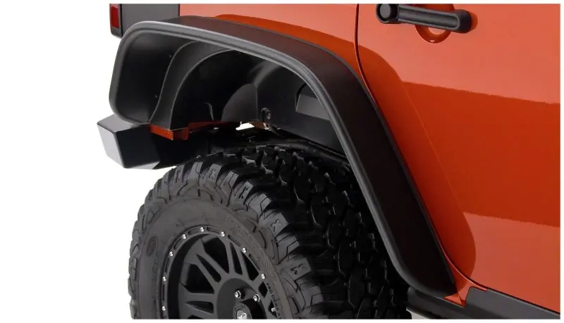 New Release Bushwacker 07-18 Jeep Wrangler Unlimited Flat Style Flares 2pc 4-Door Sport Utility Only - Black