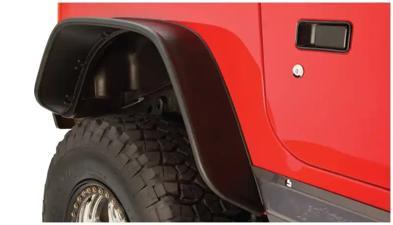 Bushwacker 97-06 Jeep TJ Flat Style Flares 2pc - Black Top Pick