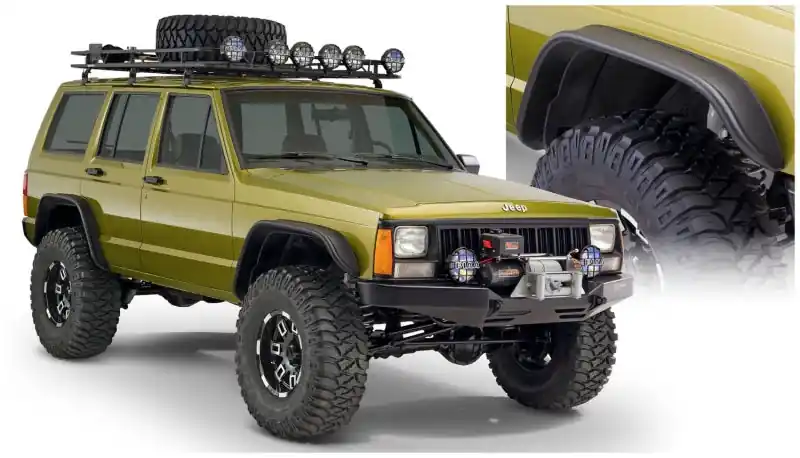 Bushwacker 84-01 Jeep Cherokee Flat Style Flares 4pc - Black Reduced Price
