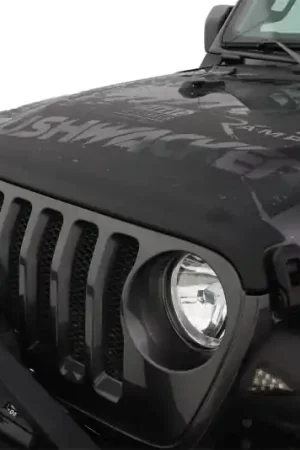 Bushwacker 18-19 Jeep Wrangler Rubicon/Sport//Unlimited/Sport S Hood Stone Guard- Black Next Day Delivery