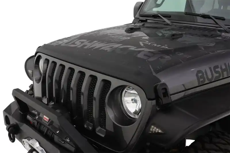 Bushwacker 18-19 Jeep Wrangler Rubicon/Sport//Unlimited/Sport S Hood Stone Guard- Black Next Day Delivery