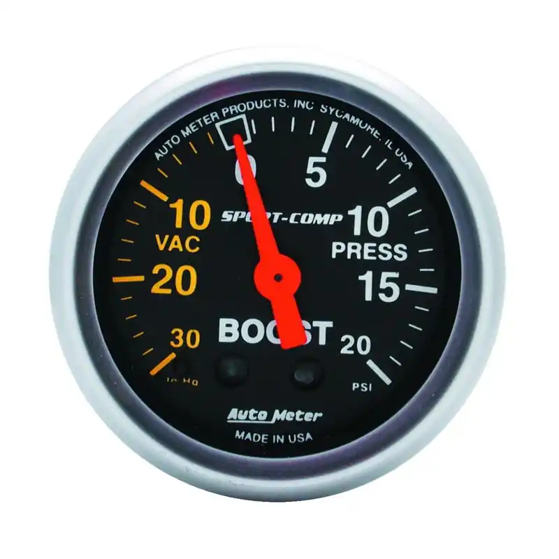 Modern Autometer Sport-Comp 52mm 20 PSI Mechanical Boost Gauge