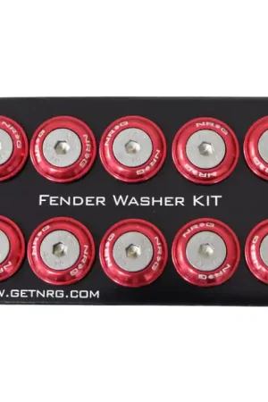 Fresh Stock NRG Fender Washer Kit w/Rivets For Plastic (Red) - Set of 10