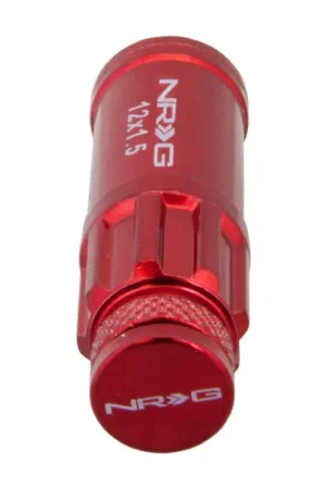 NRG 700 Series M12 X 1.5 Steel Lug Nut w/Dust Cap Cover Set 21 Pc w/Locks & Lock Socket - Red Next Day Delivery
