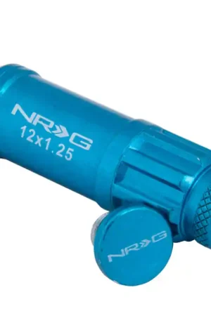 Direct From Factory NRG 700 Series M12 X 1.25 Steel Lug Nut w/Dust Cap Cover Set 21 Pc w/Locks & Lock Socket - Blue