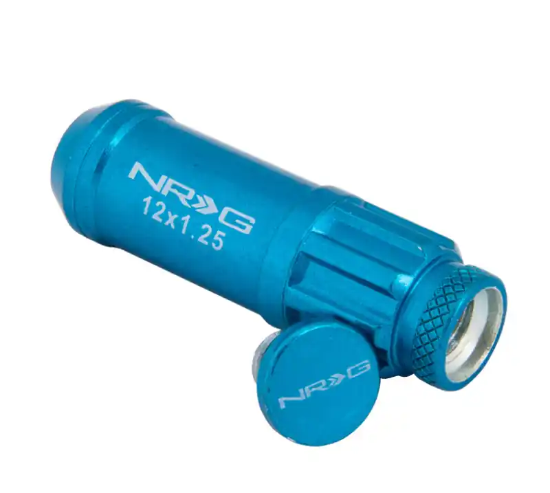 Direct From Factory NRG 700 Series M12 X 1.25 Steel Lug Nut w/Dust Cap Cover Set 21 Pc w/Locks & Lock Socket - Blue