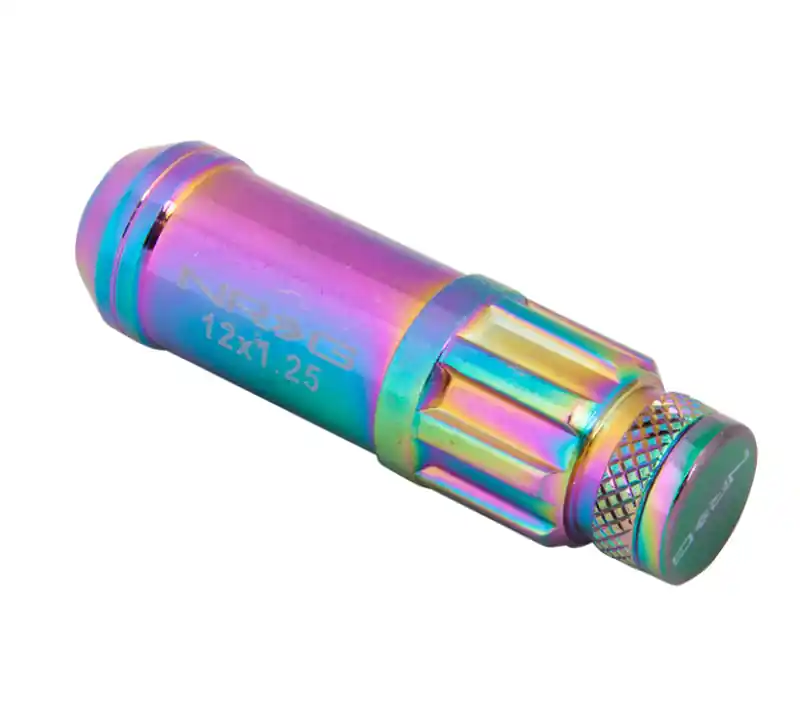 NRG 700 Series M12 X 1.25 Steel Lug Nut w/Dust Cap Cover Set 21 Pc w/Locks & Lock Socket - Neochrome While Supplies Last
