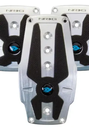 In Demand NRG Brushed Aluminum Sport Pedal M/T - Silver w/Black Rubber Inserts