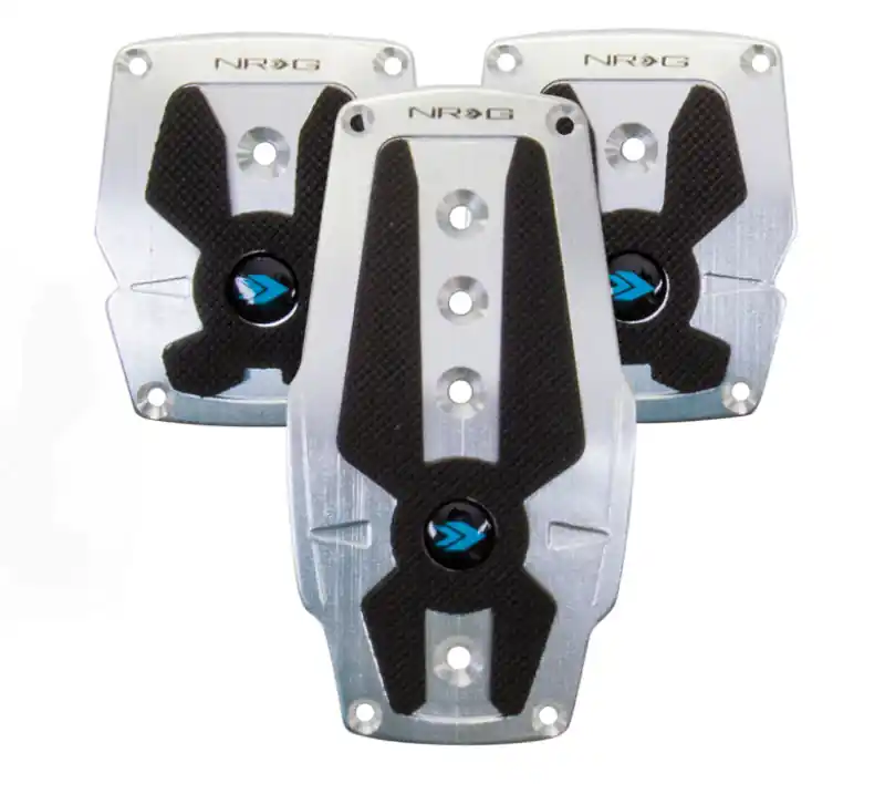 In Demand NRG Brushed Aluminum Sport Pedal M/T - Silver w/Black Rubber Inserts