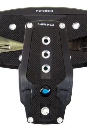 Free Delivery NRG Brushed Aluminum Sport Pedal A/T - Black w/Black Rubber Inserts