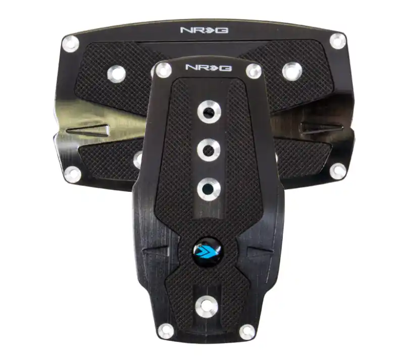 Free Delivery NRG Brushed Aluminum Sport Pedal A/T - Black w/Black Rubber Inserts