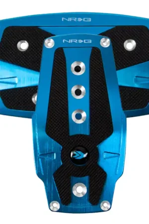 Hot Picks NRG Brushed Aluminum Sport Pedal A/T - Blue w/Black Rubber Inserts