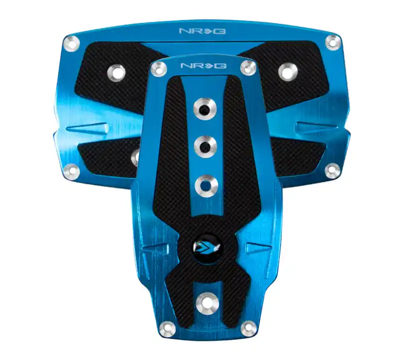Hot Picks NRG Brushed Aluminum Sport Pedal A/T - Blue w/Black Rubber Inserts
