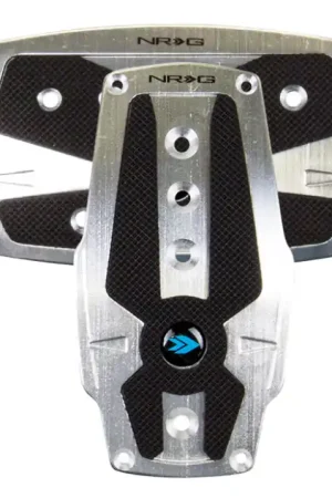 Crafted NRG Brushed Aluminum Sport Pedal A/T - Silver w/Black Rubber Inserts