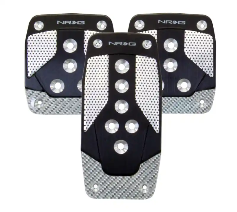 NRG Aluminum Sport Pedal M/T - Black w/Silver Carbon Flash Sale