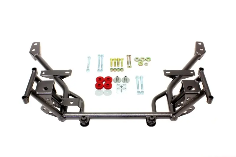 BMR 05-14 S197 Mustang K-Member w/ 1/2in Lowered Motor Mount and STD. Rack Mounts - Black Hammertone Authentic