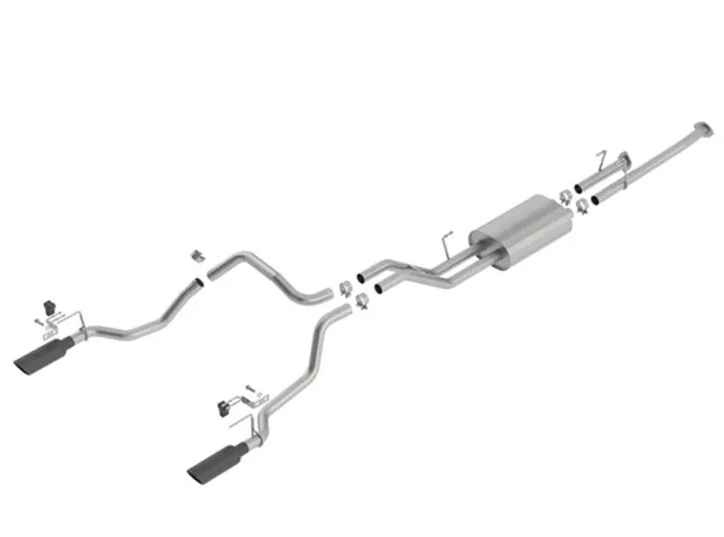 Next Day Delivery Borla 14-18 Toyota Tundra 4.6L/5.7L V8 AT 2&4WD Crew Max Cat-Back Touring Exhaust - Black Chrome Tip