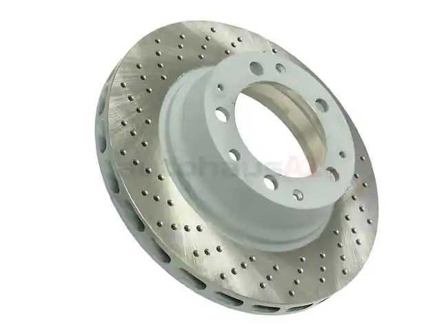 High Quality Sebro Coated 93035204501, 205191C Disc Brake Rotor; Rear Left; Directional; Vented; Cross-Drilled - Porsche
