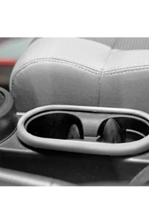 Grab Now Rugged Ridge 11151.13 Front Cup Holder Trim, Brushed Silver