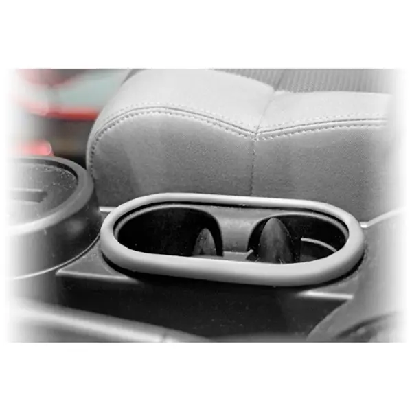 Grab Now Rugged Ridge 11151.13 Front Cup Holder Trim, Brushed Silver