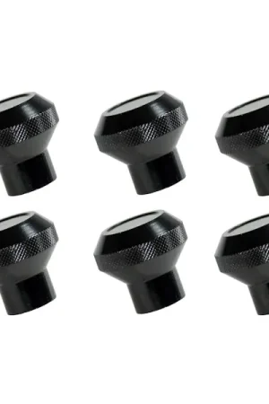 Rugged Ridge 11126.02 Dash Knob Set; Billet Stainless Steel; Black; 76-86 Jeep CJ Models Certified