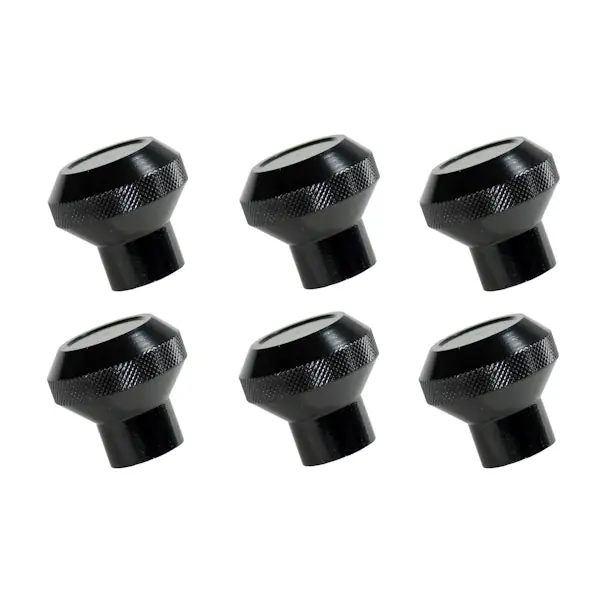 Rugged Ridge 11126.02 Dash Knob Set; Billet Stainless Steel; Black; 76-86 Jeep CJ Models Certified