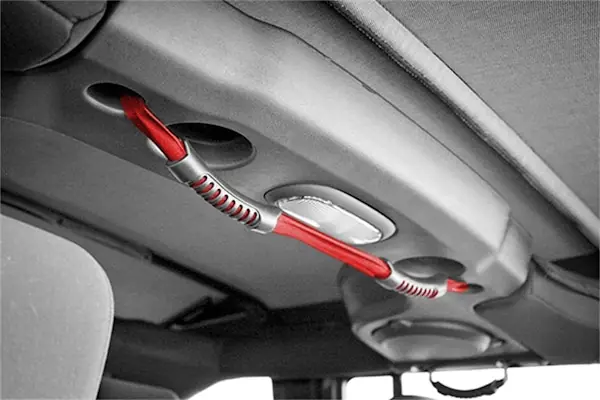 Budget Rugged Ridge 13305.13 Rear Dual Grab Strap; Red; 07-17 Jeep Wrangler JKU