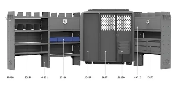 New Release Holman (formerly Kargo Master) 43PMS Security 60 H Shelves - ProMaster SWB Mid/High Roof